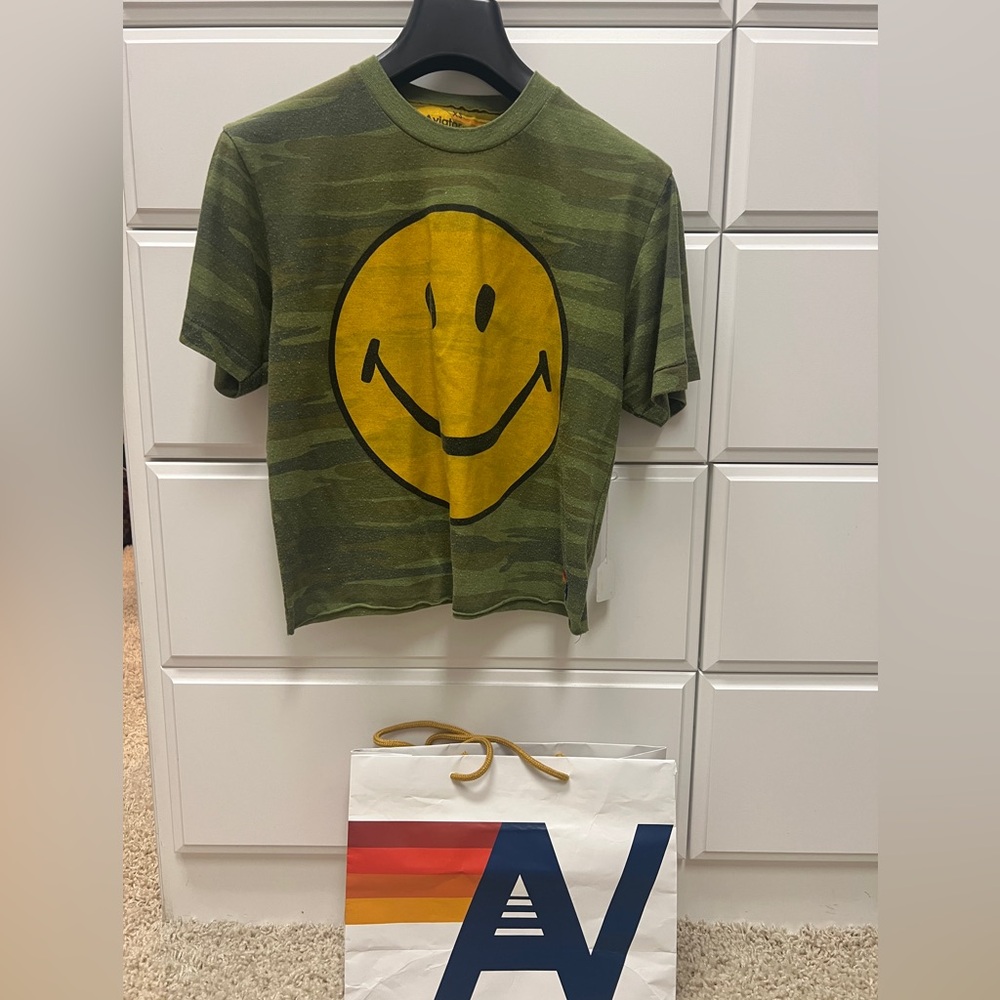 Aviator Nation Camo Tee with Yellow Smiley - Picture 3 of 5